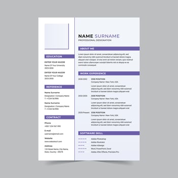 Modern, minimalist cv template, clean resume template vector