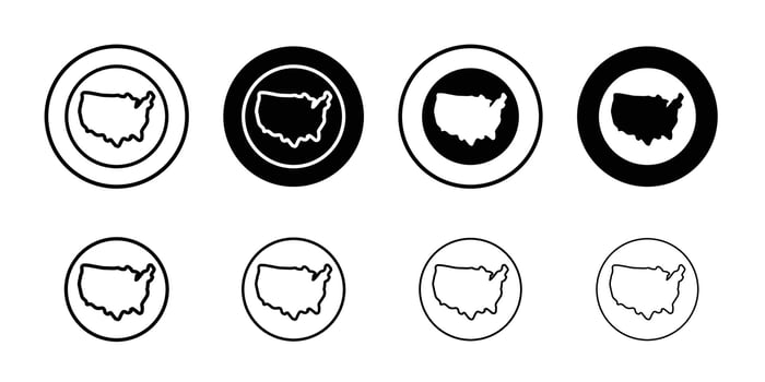 USA Map icon thin line illustration vector