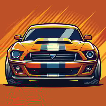 An orange mustang car on an orange background vector