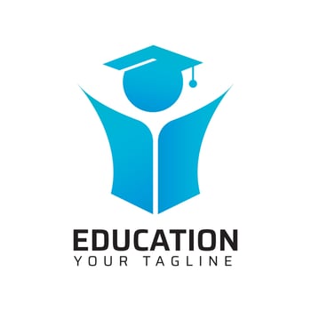 Man book Graduation Education logo vector