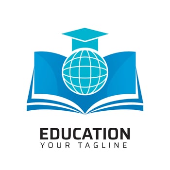 Globe book education logo design vector