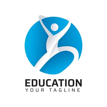 Man circle education logo design vector