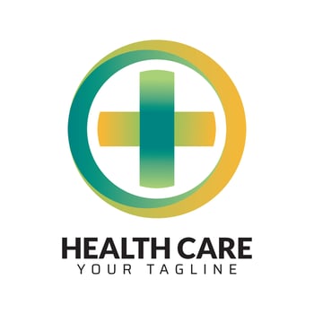 cross circle health care logo design vector