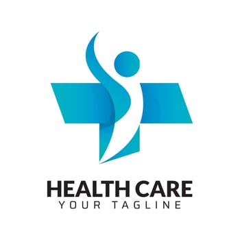 Cross man health care logo design vector