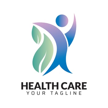 Leaf with man healthy logo design vector