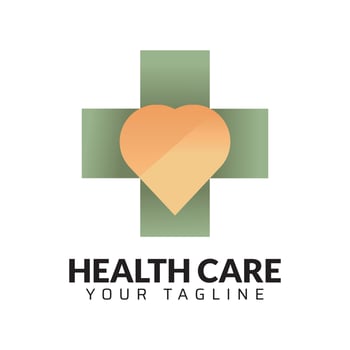 Plus inside heart healthy logo design vector