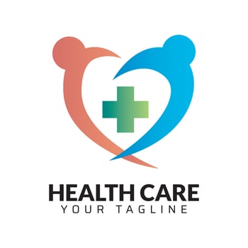 Man with plus sign healthy logo design vector