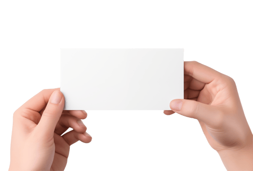 Close-Up Of Hands Holding A Blank White Card On Light Background png