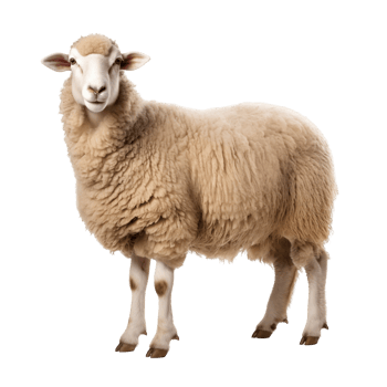 Full-Length Portrait Of A Fluffy White Sheep On A Transparent Background png