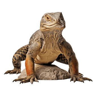 Realistic Portrait Of A Reptile Sitting On A Rock On A Transparent Background png