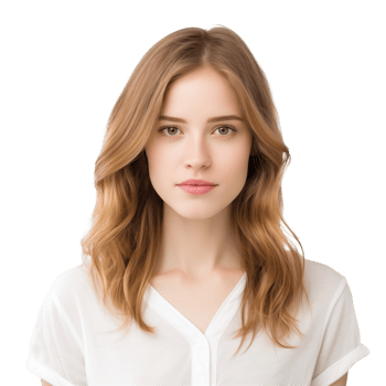 Portrait Of A Young Woman With Light Brown Hair And Soft Expression On Transparent Background png