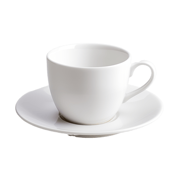 Minimalist White Ceramic Cup And Saucer Isolated On A Transparent Background png