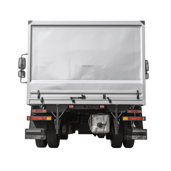 Rear View Of White Delivery Truck With Large Cargo Compartment And Blank Surface png