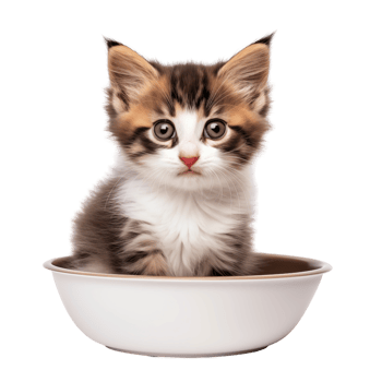 Adorable Fluffy Kitten Sitting In White Bowl With Curious Expression png