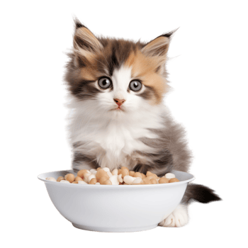 Adorable Fluffy Kitten Sitting In A Bowl Of Beans With Curious Expression png