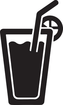 A black and white icon of a drink with a straw vector