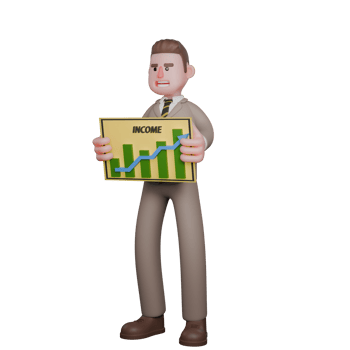 Animated Male Lawyer. A male lawyer is standing with both hands holding a graph chart. 3D Legal Professional png