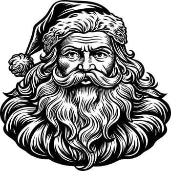 Santa claus head with beard and mustache vector