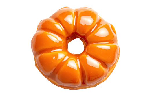 Donut in the shape of a pumpkin isolated on a transparent background. png
