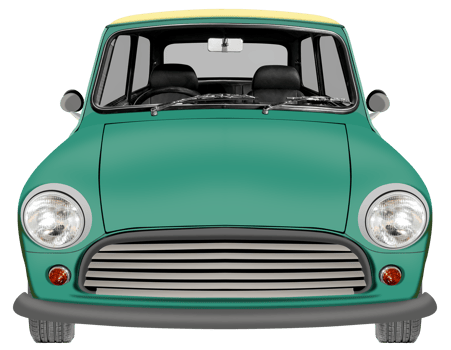 Front view green vintage car png