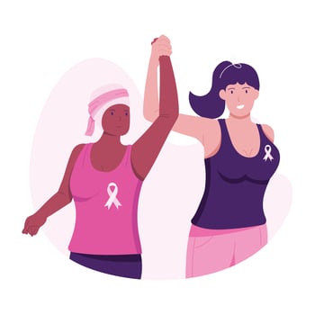 A flat character illustration of cancer battle vector
