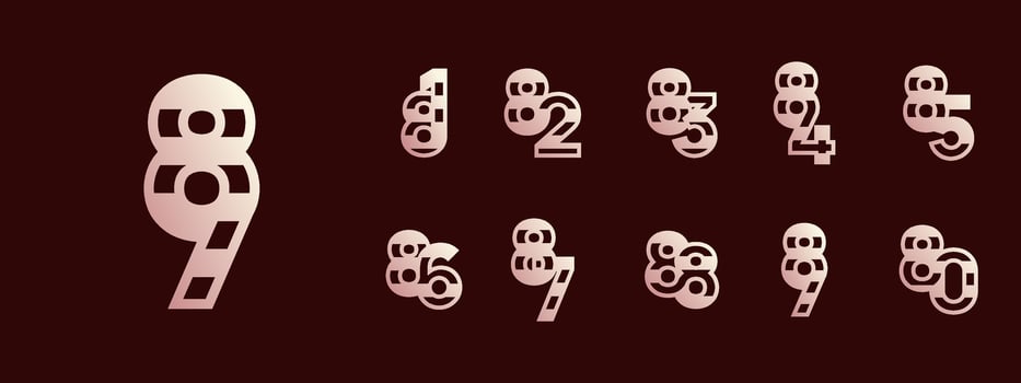 Logo 81th - 89th, 81-89 years happy anniversary, Creative design for celebration, birthday, greeting. Editable file vector