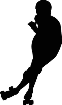 People playing roller skate silhouette vector