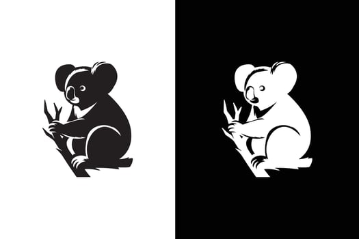 Koala black logo icon design . Koala bear silhouette. illustration black vector