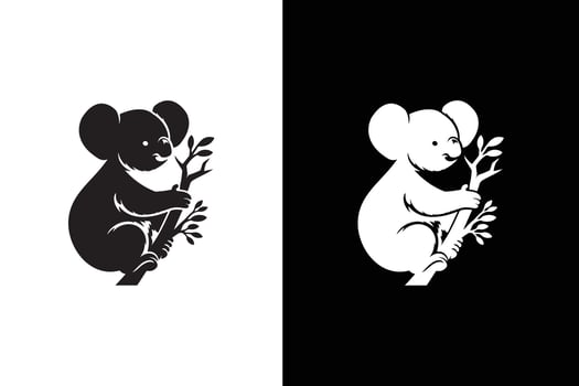 Koala black logo icon design . Koala bear silhouette. image vector