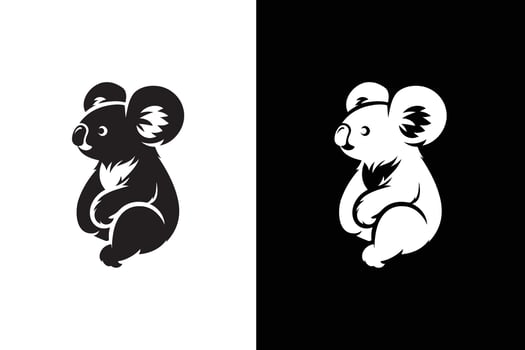 Koala black logo icon design . Koala bear silhouette vector
