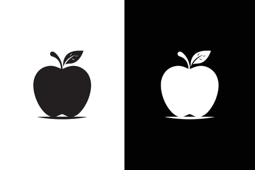 Apple icon illustration. Apple icon silhouette isolated icon vector