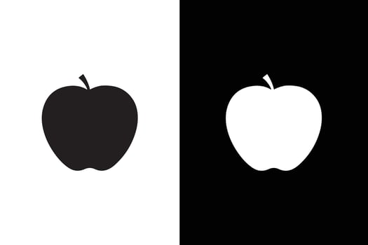 Apple icon illustration. Apple icon silhouette isolated illustration black white vector
