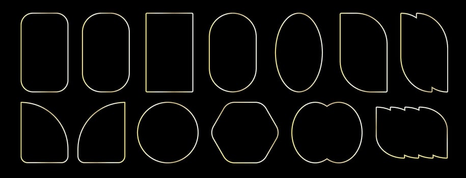 Golden geometric frames . Luxury Geometrical polyhedron, Art deco style vector