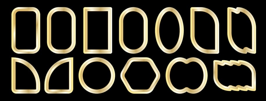 Golden geometric frames in art deco style. Luxury gold borders for for wedding invitation. vector