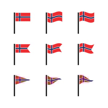Set of national flag of Norway. Isolated on white background illustration vector