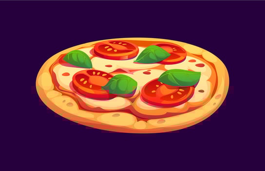 Cartoon pizza fast food meal, Italian snack vector