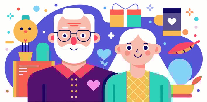 An illustration of an elderly couple vector