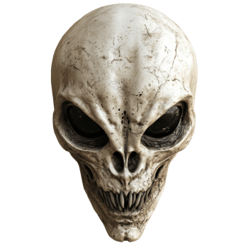 Alien skull on white background transparent png