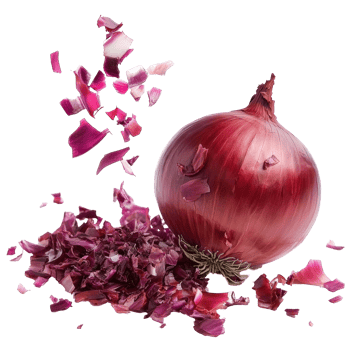 Chopped red onion with scattered flakes in kitchen transparent png