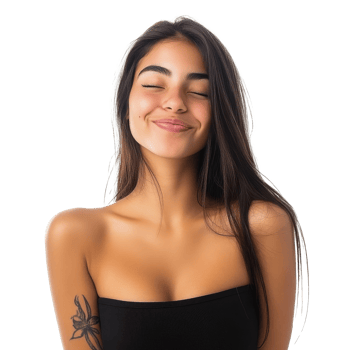 Smiling young woman with long hair transparent png