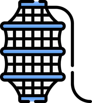 A blue and black wire mesh basket with a hook vector