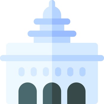 A building with a dome and a clock on top vector