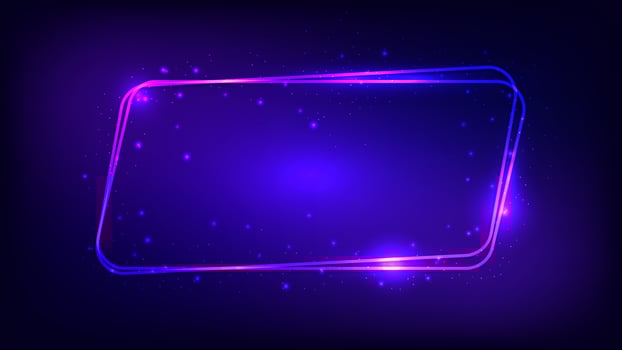 Neon rounded parallelogram frame vector