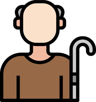 An old man with a cane icon vector