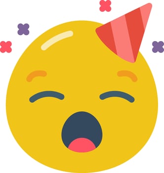 A yellow emoticion with a party hat on vector