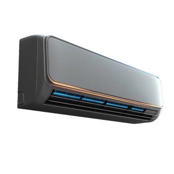 Realistic photo of a modern black air conditioner unit on a transparent background png