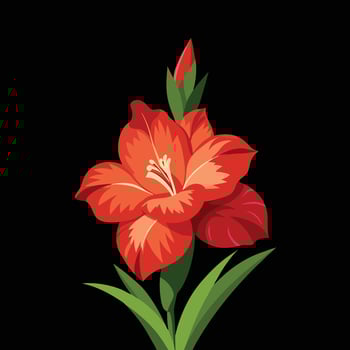 Red flower on black background vector