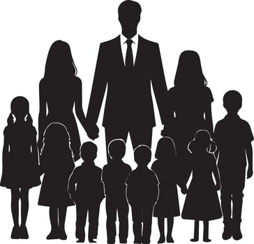 silhouette of family with children illustrator vector