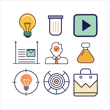 Flat Line Icons on Neutral White Background vector