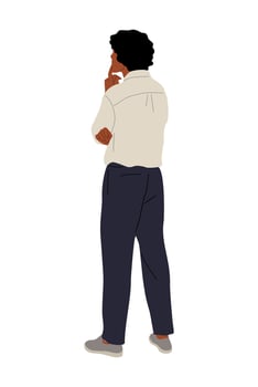 A man standing with his hands on his chin vector